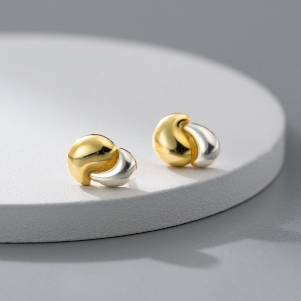A41086 s925 sterling silver gold stud unique earrings