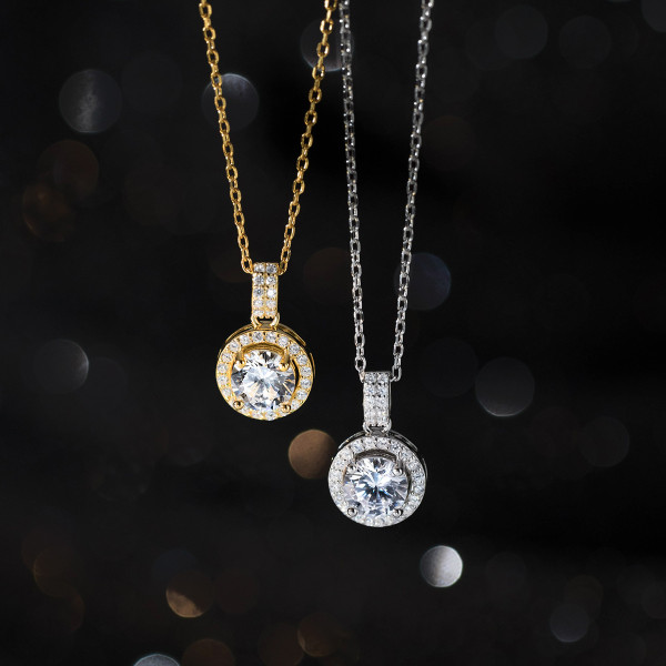 A44382 s925 silver trendy sweet unique simple sparkling rhinestone necklace