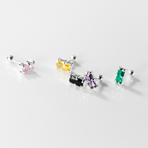 A36686 s925 sterling silver simple fashion square cubiczirconia earrings