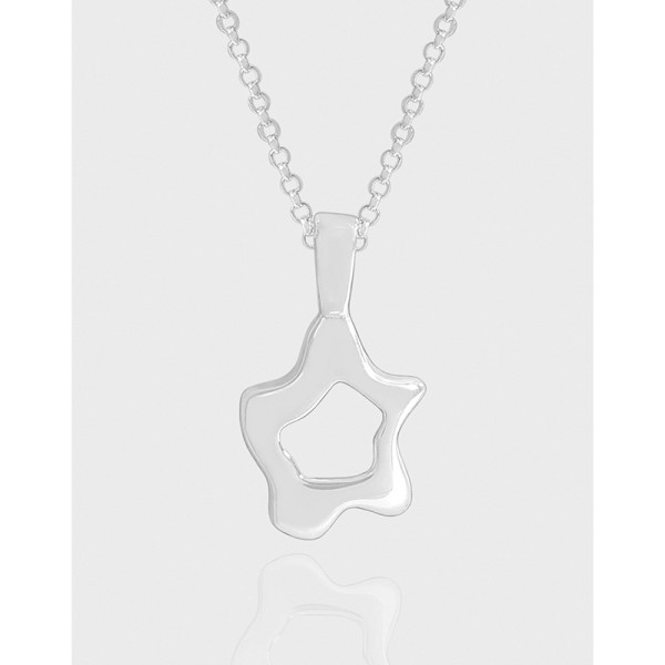 A43961 hollowed stars sterling silver s925 necklace