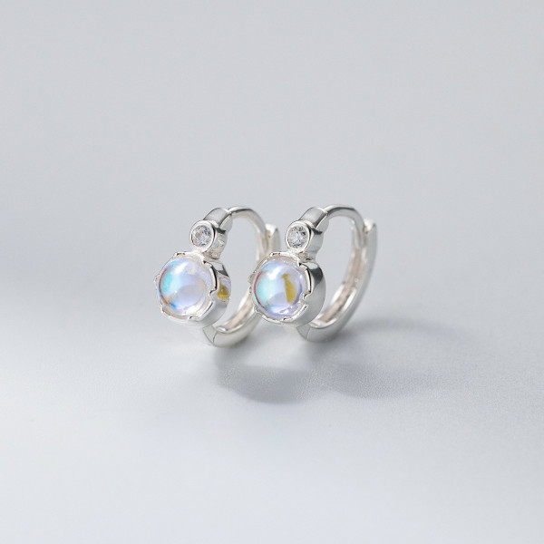A46431 s925 sterling silver simple elegant rhinestone glass ear buckle