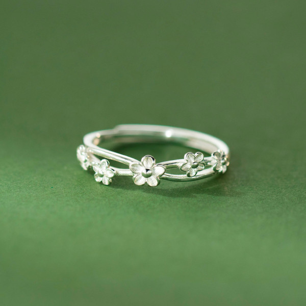 A45967 s925 sterling silver trendy sweet flower ring