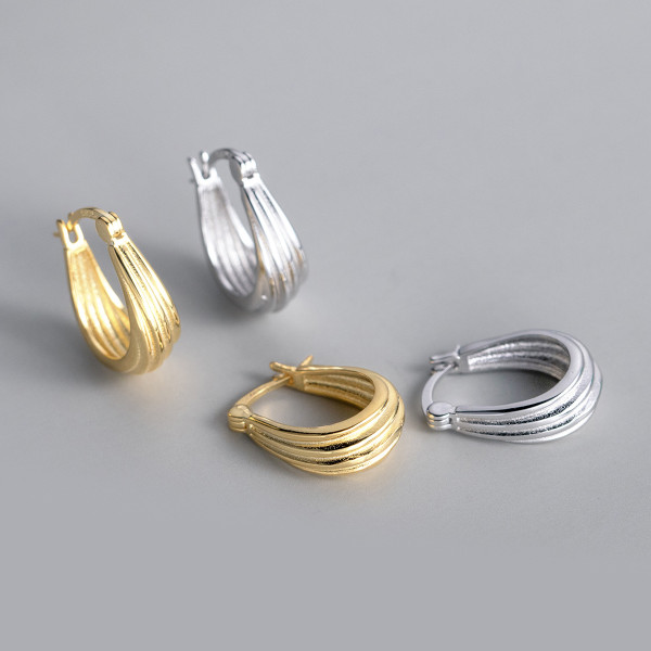 A41199 s925 sterling silver geometric spiral gold metal bar earrings