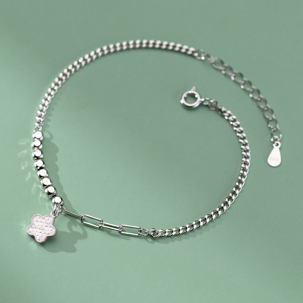 A42087 s925 sterling silver flower charm sweet design bracelet