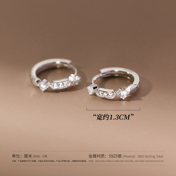 A38558 s925 sterling silver rhinestone geometric design elegant earrings