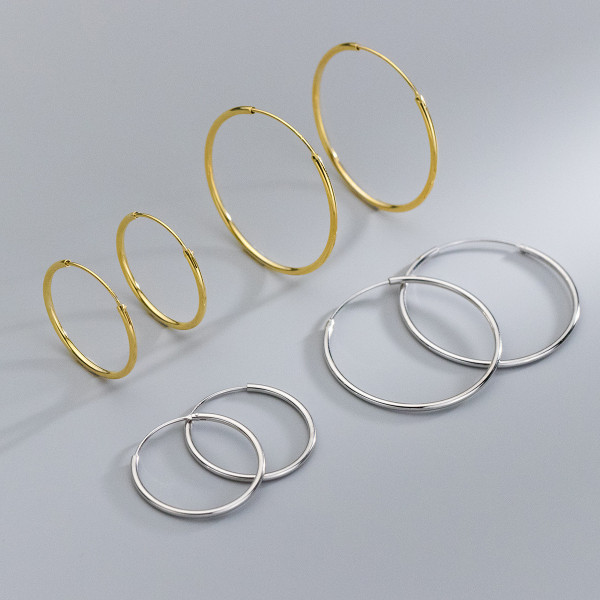 A42896 s925 sterling silver big hoop elegant circle earrings