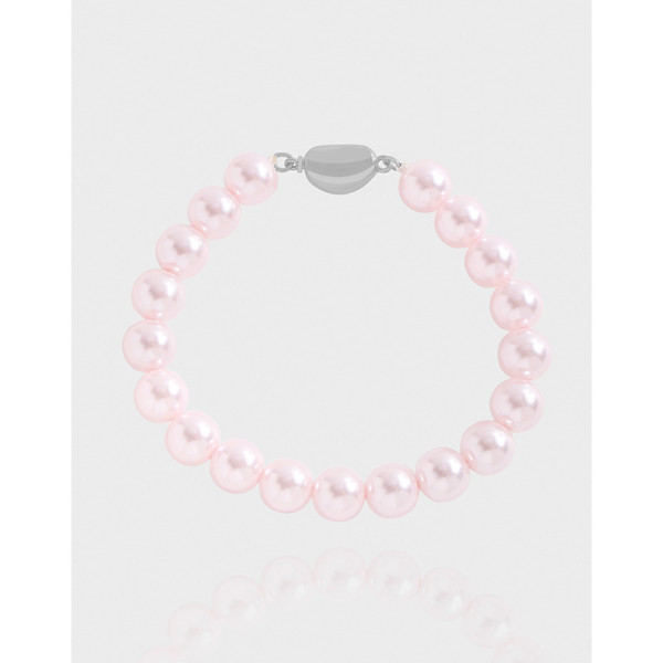 A42622 design minimalist pink pearl charm sterling silver s925 bracelet