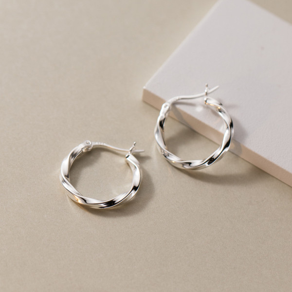 A43570 s925 silver spiral circle vintage geometric earrings