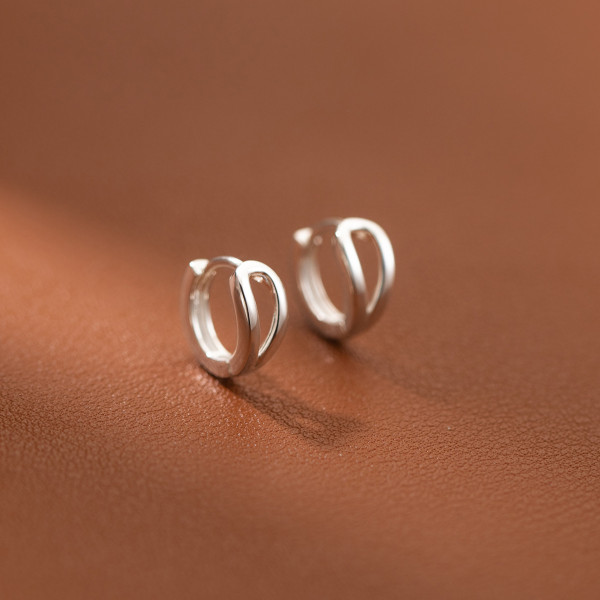 A36869 s925 sterling silver teardrop hollowed simple unique circle hoop earrings