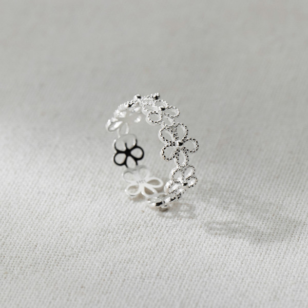 A44359 s925 sterling silver simple hollowed flower ring
