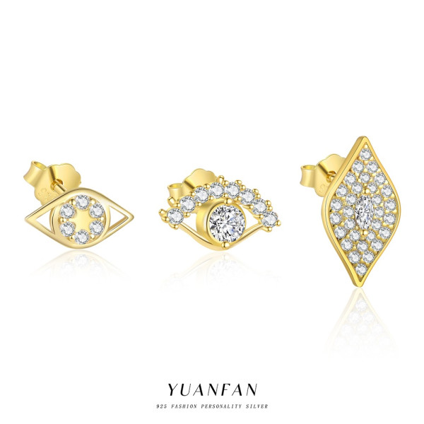 A45519 s925 sterling silver unique cubic zirconia stud dainty simple earrings