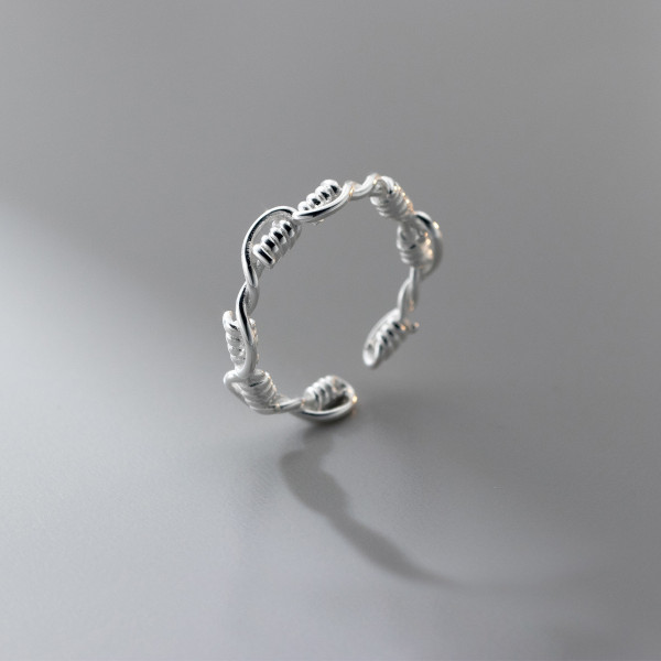 A42206 s925 sterling silver simple braided rope bar design ring
