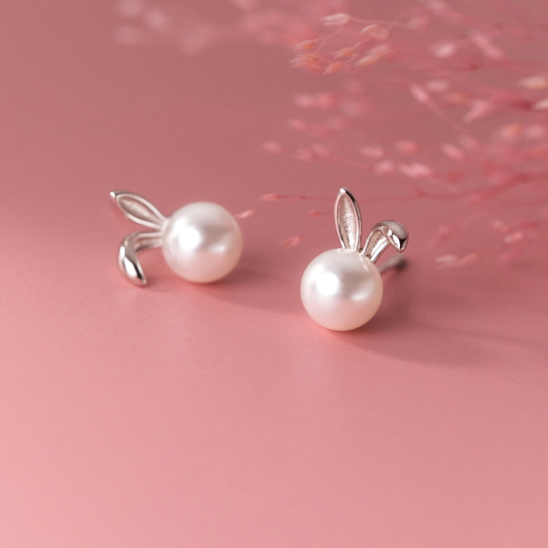 A38137 s925 sterling silver rabbit stud design elegant cute earrings