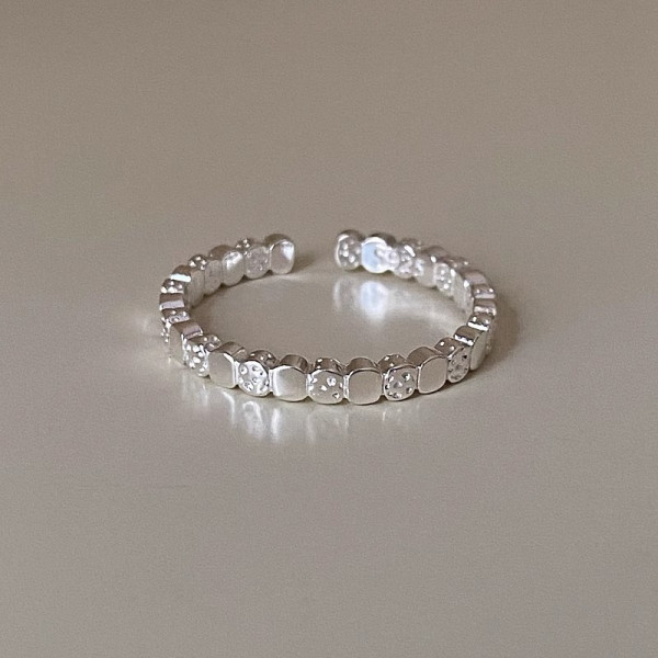 A44597 s925 sterling silver geometric square ring