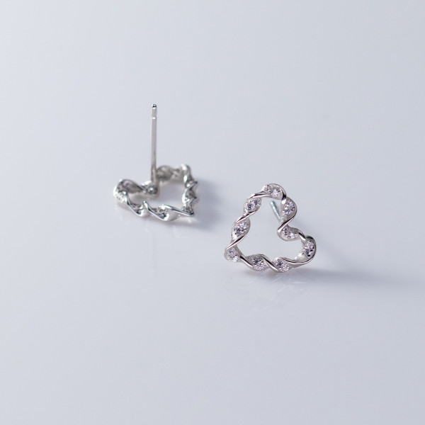 A41311 s925 sterling silver rhinestone heart stud sweet earrings