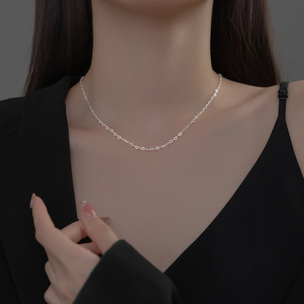 A36903 S999 silver simple heart sweet necklace