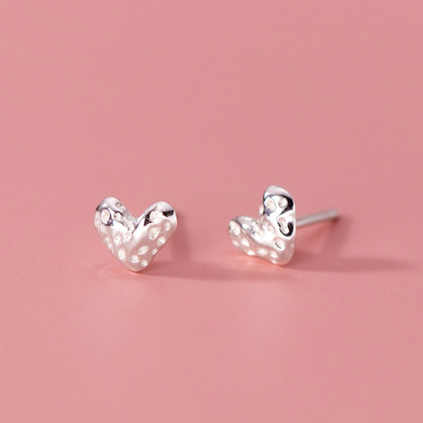 A39474 s925 sterling silver heart stud sweet elegant heartshape earrings