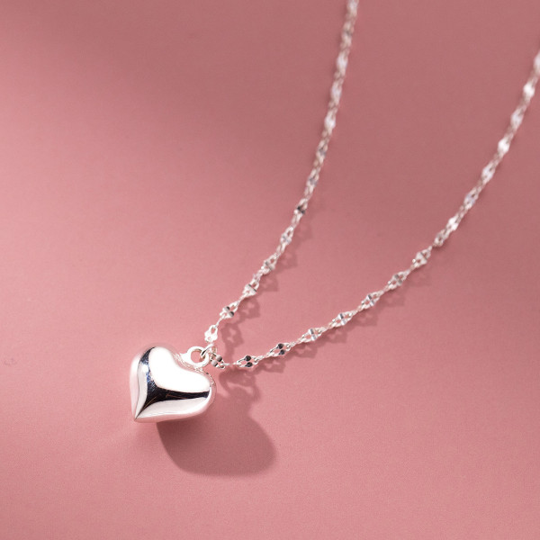 A40376 s925 sterling silver heart elegant sweet necklace