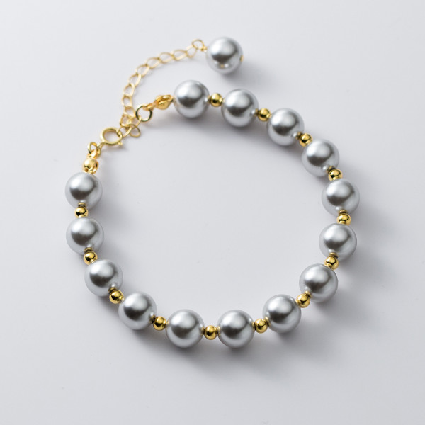 A41832 s925 sterling silver gold charm elegant bracelet