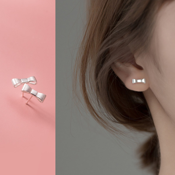 A35440 s925 sterling silver bow earrings