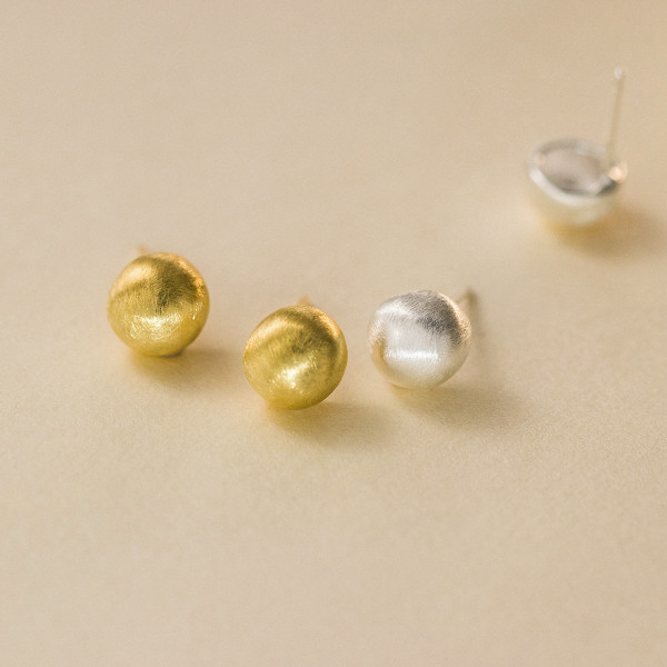 A43492 s925 sterling silver trendy sweet unique simple ball stud earrings