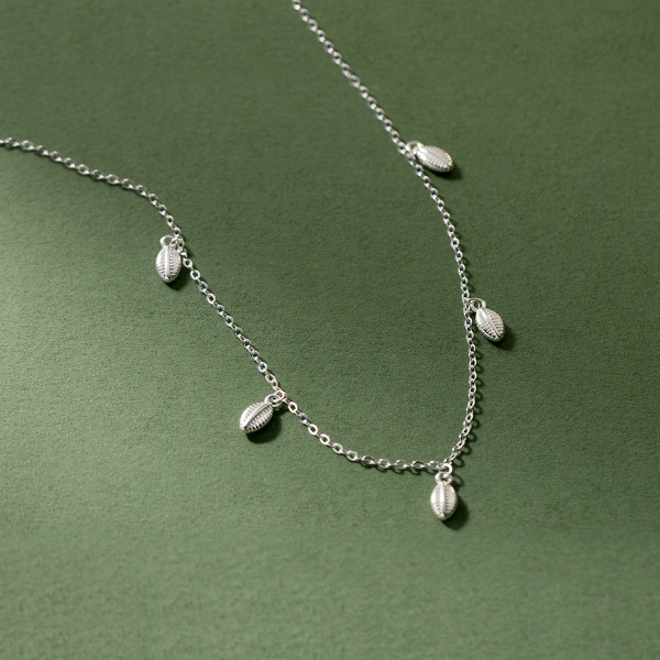A41861 s925 sterling silver tree leaf fringe design necklace