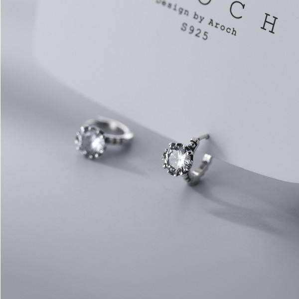 A35786 s925 sterling silver chic simple silver vintage rhinestone earrings