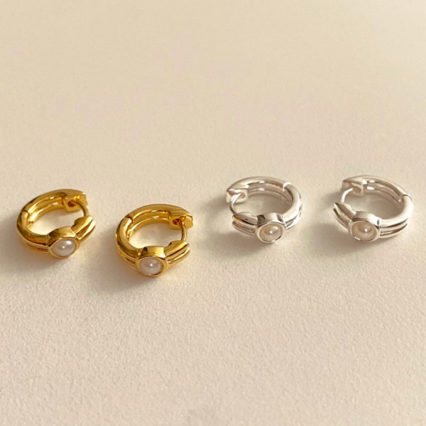 A38735 sterling silver pearl simple fashion stud earrings earrings