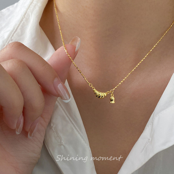 A43968 s925 sterling silver trendy sweet unique oval necklace