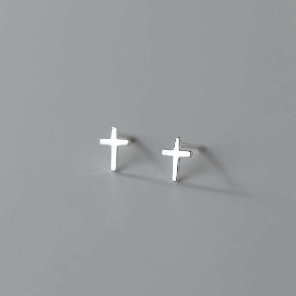 A35624 s925 sterling silver cross earrings