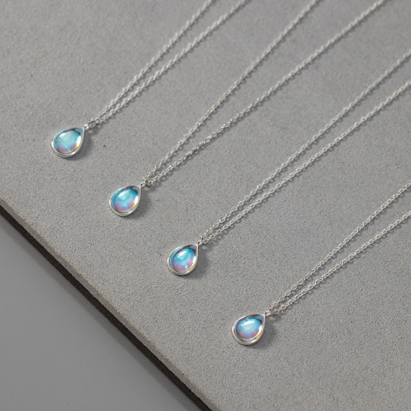 A44738 s925 sterling silver teardrop artificial necklace