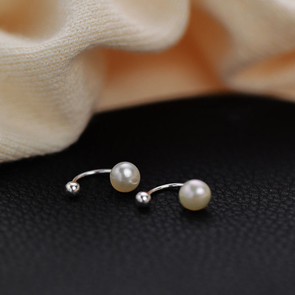 A39827 s925 silver elegant trendy artificial pearl earrings