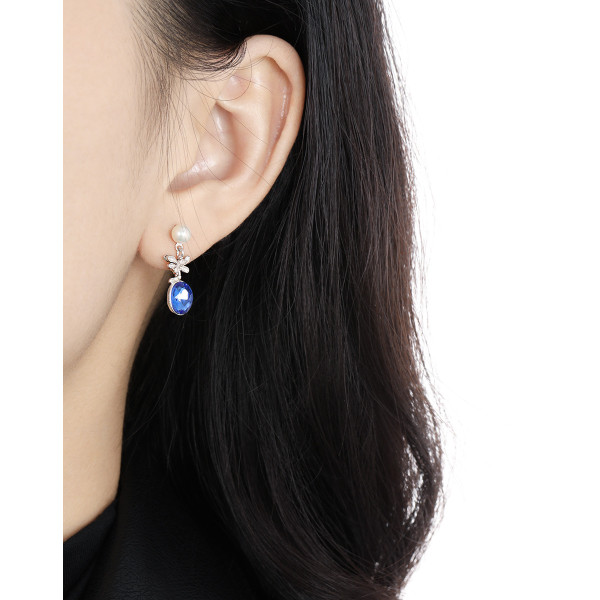 A41814 elegant pearl rhinestone pineapple design s925 sterling silver stud earrings