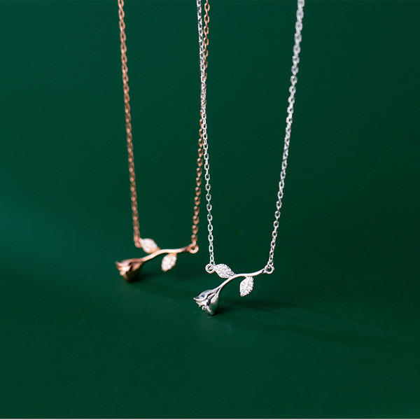A34121 s925 sterling silver trendy rose gift necklace