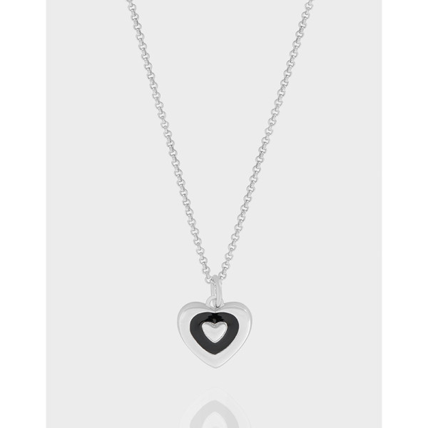 A40993 design geometric heart glazed sterling silver s925 necklace