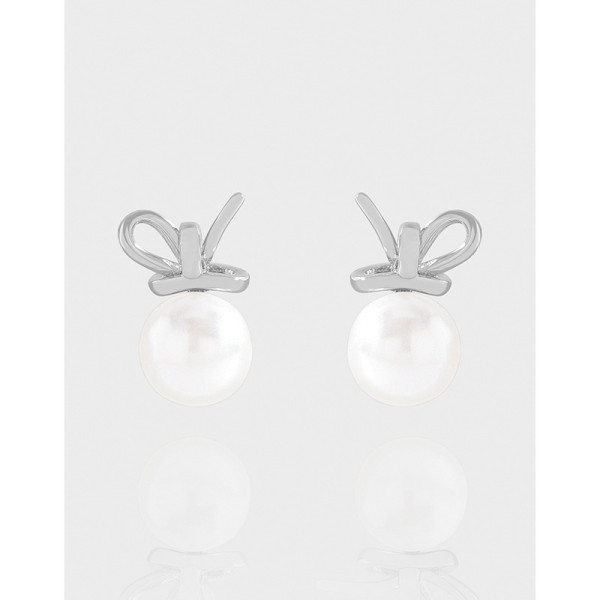 A43282 design butterfly pearl stud sterling silver s925 earrings