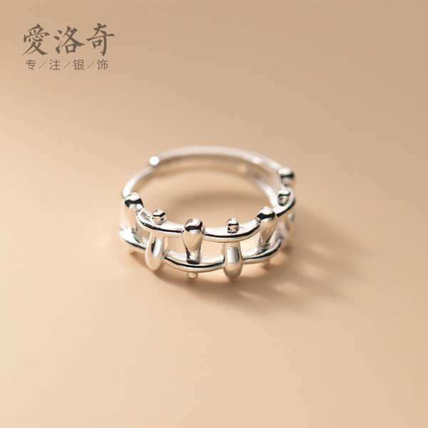 A32121 s925 sterling silver chic braided ring