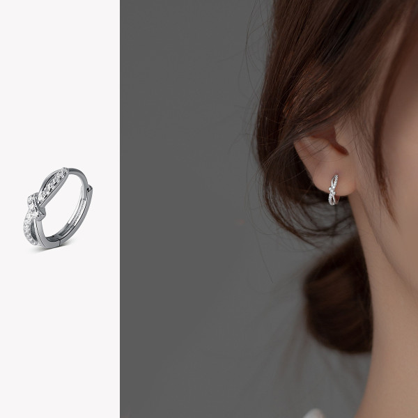 A36671 s925 sterling silver simple sweet rhinestone rope fashion trendy trendy earrings