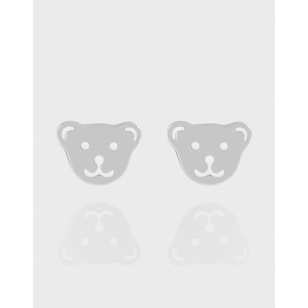 A43278 design bear glazed stud sterling silver s925 earrings