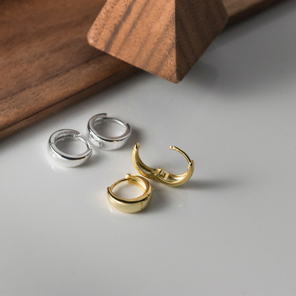 A41891 s925 silver circle simple gold metal unique wide hoop earrings