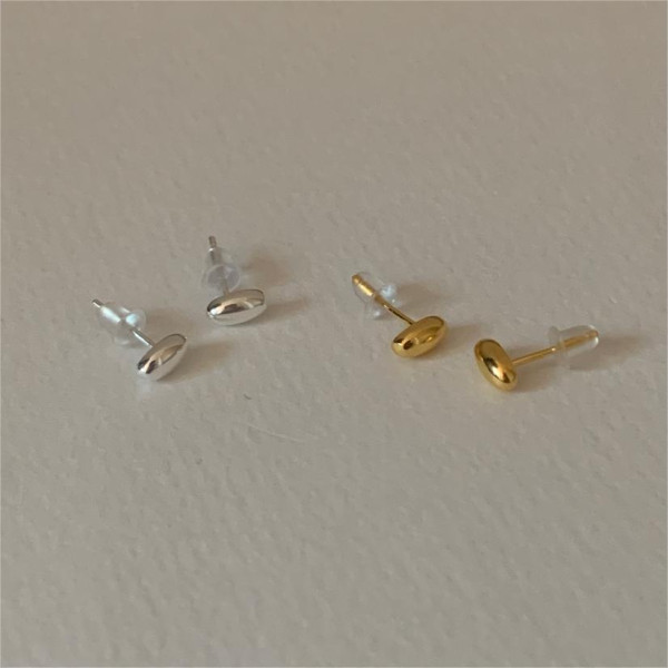 A41273 sterling silver oval simple elegant stud earrings