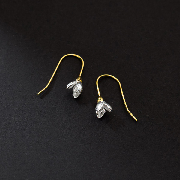 A36608 s925 sterling silver goldplated white trendy dangleearrings