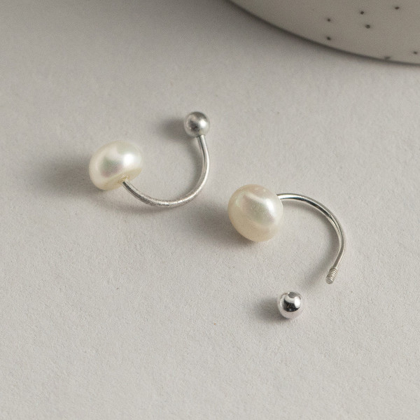 A41386 s925 silver pearl stud vintage design simple earrings