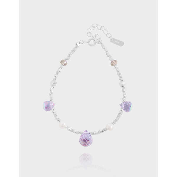A39414 design purple crystal pearl charm sterling silver s925 bracelet