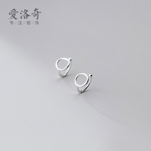 A32212 s925 sterling silver hollowed circle clipon fashion chic cute earrings