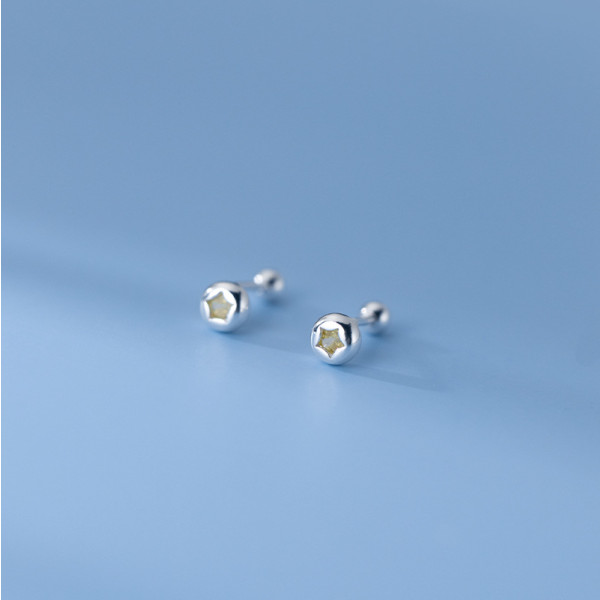 A35962 s925 sterling silver yellow rhinestone stars earrings