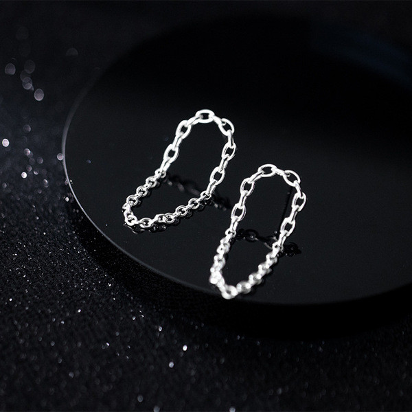 A32283 s925 sterling silver trendy hollowed chain earrings