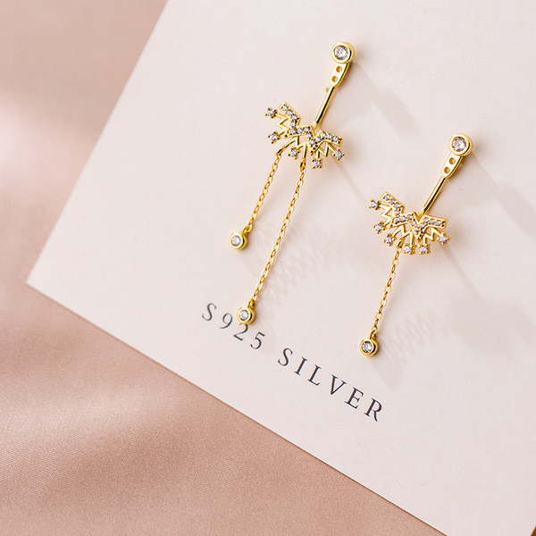 A33210 s925 sterling silver sweet simple rhinestone earrings