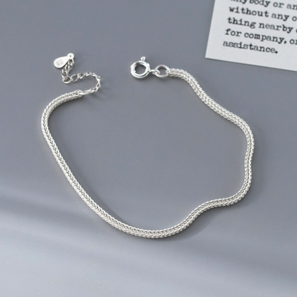 A46262 silver simple elegant square braided charm bracelet