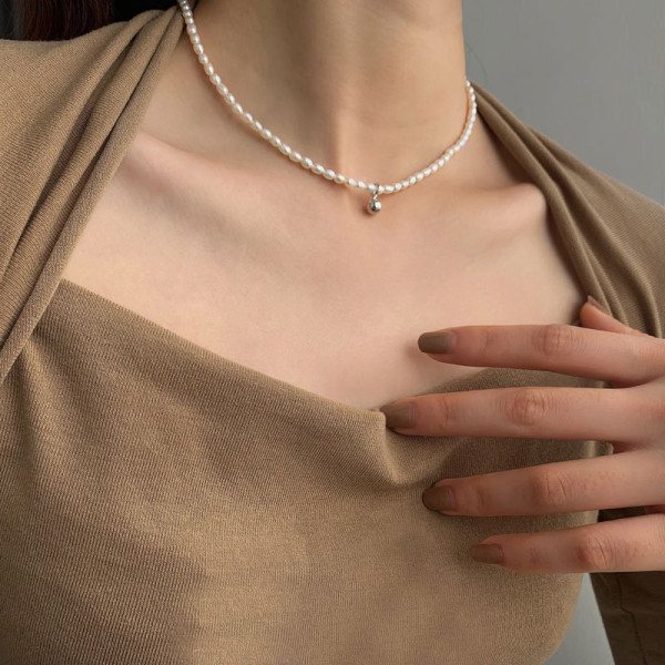 A40100 s925 silver pearl elegant necklace
